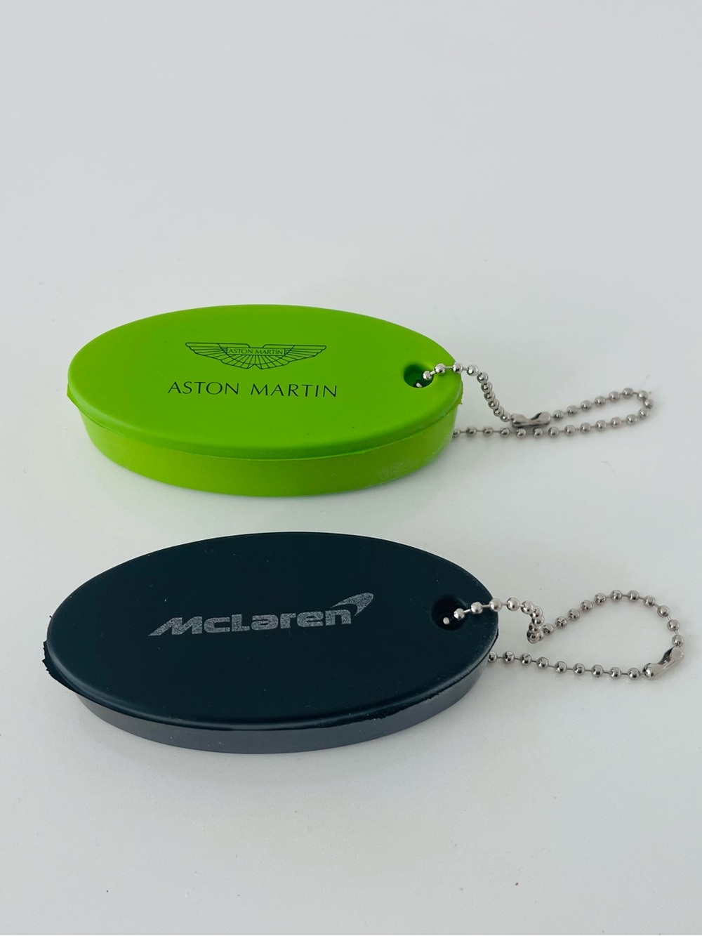 Bundle of 2 New Soft Modern Key Chains Mc Laren & Aston Martin